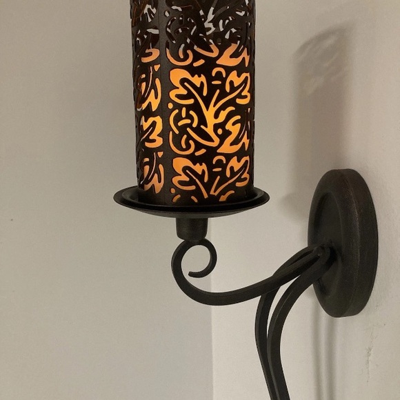 Party Lite Metal Sconces plus, cut out candle sleeve set! Vintage Bronze Finish - Picture 9 of 16